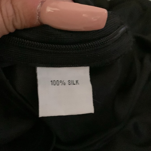 Caché vintage y2k fringe asymmetrical heavily embroidered 100% silk top - Picture 6 of 7